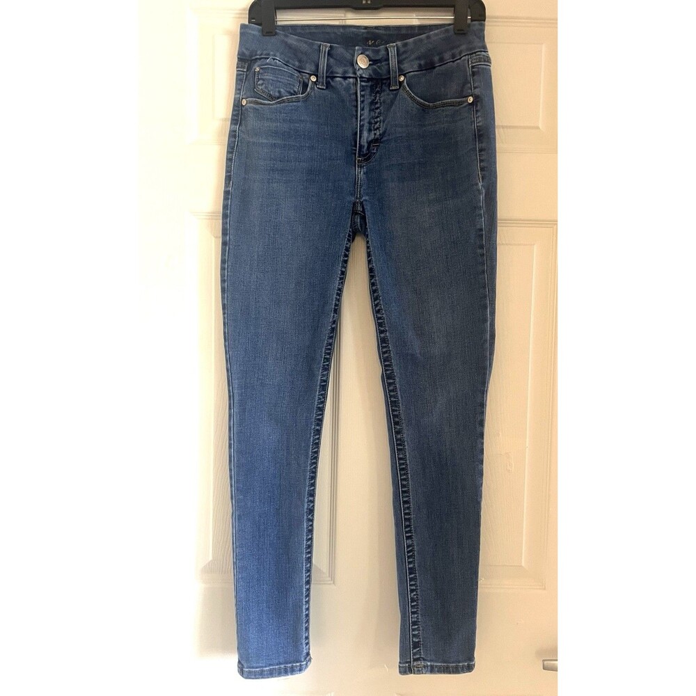 Seven7 Tummyless High Rise Skinny Jeans Sz 6 Slimming Control Panel Blue Stretch